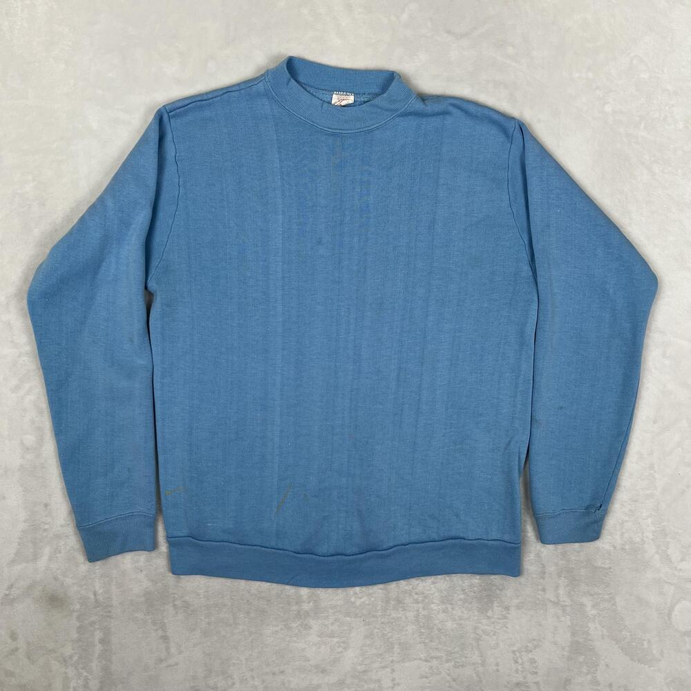 Vintage TownCraft Sweatshirt Mens XL Blue Blank Fleece Crewneck Pullover 70s